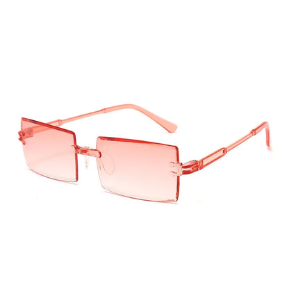 20 Pcs Per Set Rimless Rectangle Sunglasses Fashion Gradient Ocean Lenses Shades Ins Trendy Beach Vacation Sun Glasses