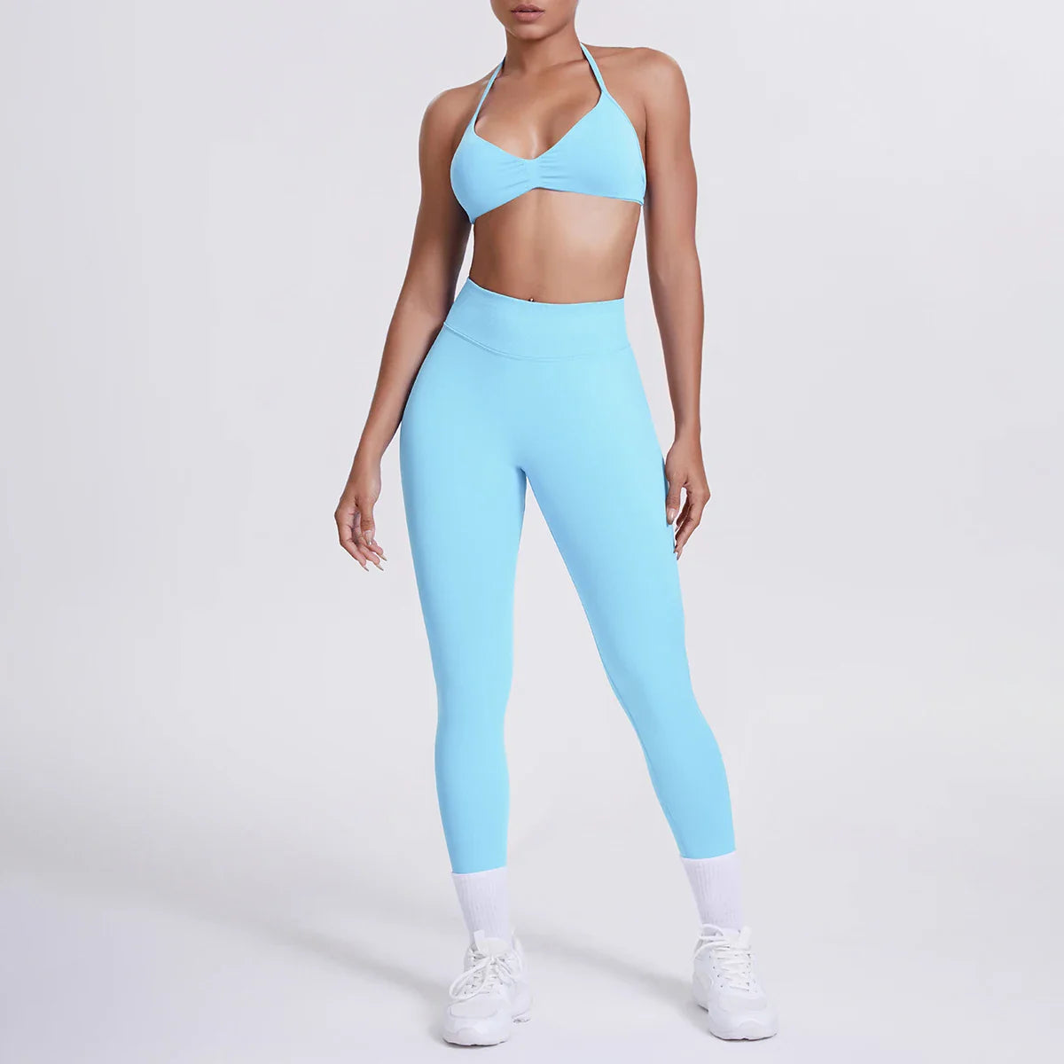 Women 2pcs Patchwork Sport Yoga Suit Training Sleeveless Sport Gym Tops Tummy Control Slimming Booty Leggings Yoga Suit Sports