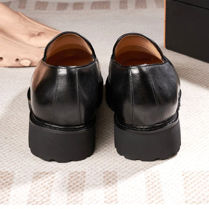 Fashionable Men Formal Shoes Genuine Leather Handmade High Heels Thick Shoes Classic Wedding Office Men's Formal Business Shoes