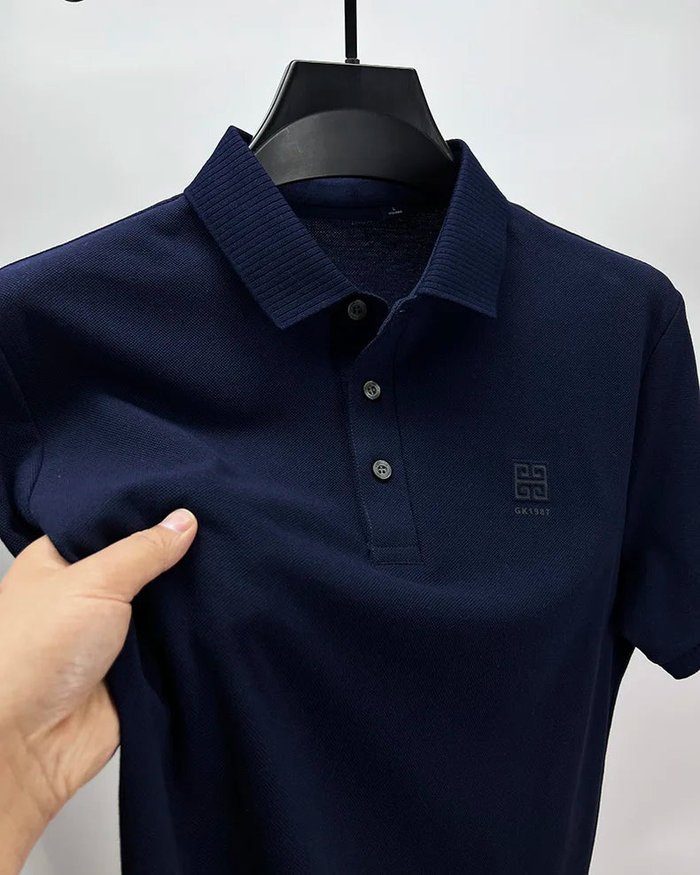100% cotton breathable polo shirt short sleeve men's brand T-shirt 2023 summer high-end embroidery casual loose Paul shirt men's