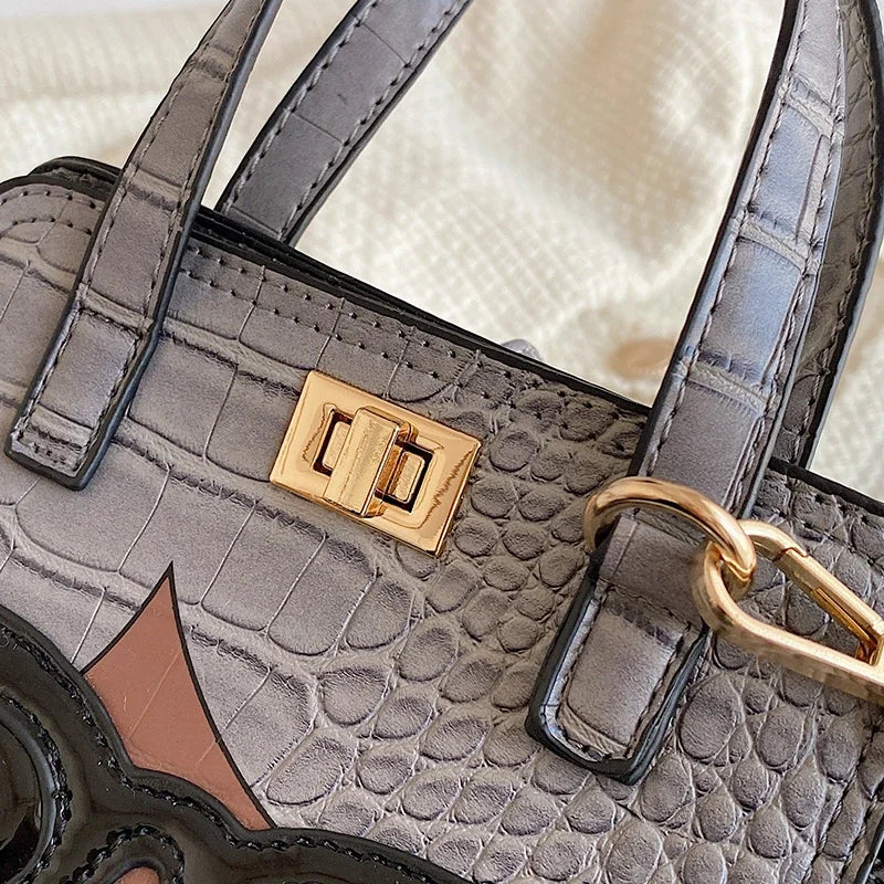 Cartoon Girl Handbag High Quality PU Leather Shoulder Bag for Women Pearl Crossbody Bag Designer Messenger Bag Female Satchel