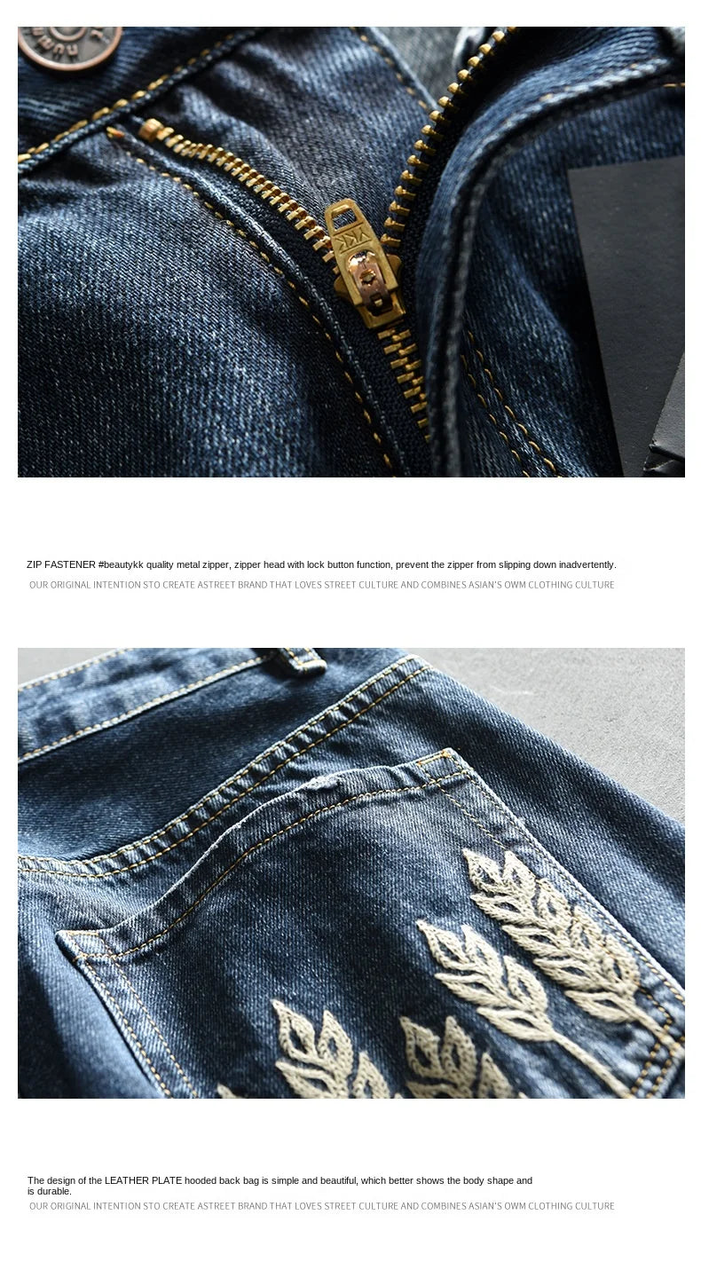 Spring New Cargo Vintage Straight Jeans for Men Clothing Soft Cotton Casual Streetwear Men Pants AG7116