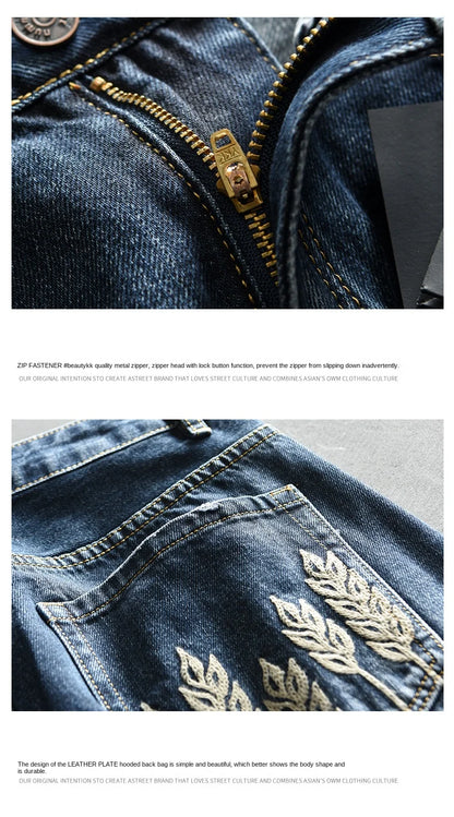Spring New Cargo Vintage Straight Jeans for Men Clothing Soft Cotton Casual Streetwear Men Pants AG7116