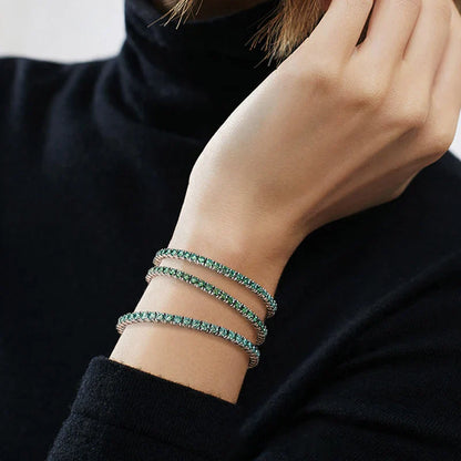 3/4mm GRA Certified Full Green Moissanite Tennis Bracelet for Women 18K Plated Lab Diamond 925 Silver Bracelet Men