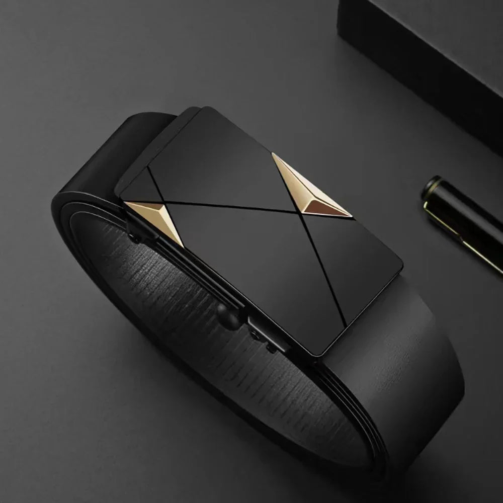 New Men's Automatic Buckle PU Belt Fashion Matching Men's Business Casual Belt Trendy Waist Accessories Wholesale