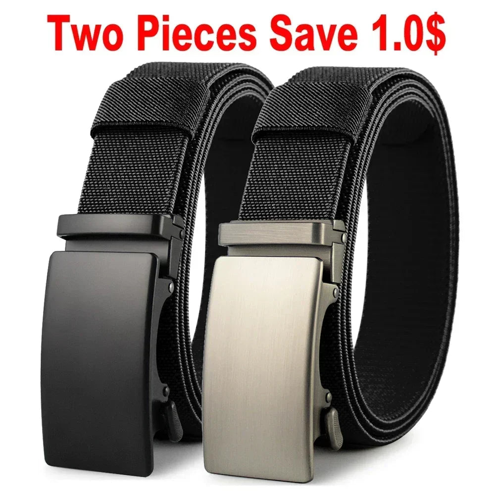 Men Belt Elastic Metal Automatic Buckle Army Outdoor Hunting Tactical Jeans Pants Belt Nylon Breathable Belts 150 Big Size Belts