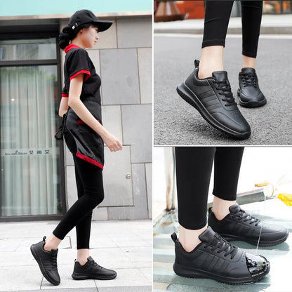 Causal Chef Shoes four Season new Lightweight Soft Sole Comfort Oil proof Men and Women's Chef Business Work Leather Shoe