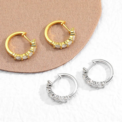 18k 3cttw Moissanite Hoop Earring for Women 4mm Stones D Color Sparkling Created Diamond Earring 100% 925 Sterling Silver