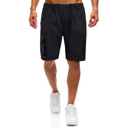 Outdoor Cargo Shorts Male Overalls Elastic Waist Cycling Shorts Multi-pockets Loose