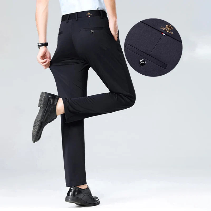 1-Pack Men's Professional Straight-Leg Stretch Formal Pants Non-Iron Comfortable Business Slacks Wrinkle-Resistant Loose Fit