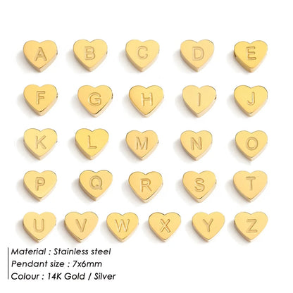 Initial Name Heart Shape Pendant For Necklaces Stainless Steel Necklace for Women Bracelet Make Earrings Jewelry