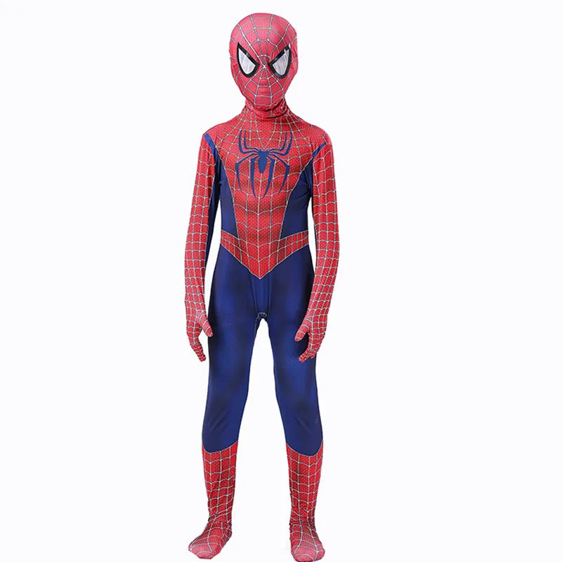 New Remy Jumpsuit with Halloween Superhero Web Spider Mask Costume for Boys Girls Soft Breathable Fabric Party Dress Up Cosplay