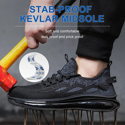Women Lightweight Safety Shoes Casual Cushioned Work Sneakers Steel Toe Shoes Construction Safety Boots Anti-smash Work Shoes