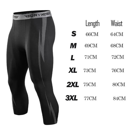 2023 Athletic Bodybuilding Leggings Breathable Elastic Waist 3/4 Compression Pants Lightning Design Quick Dry Running Tights