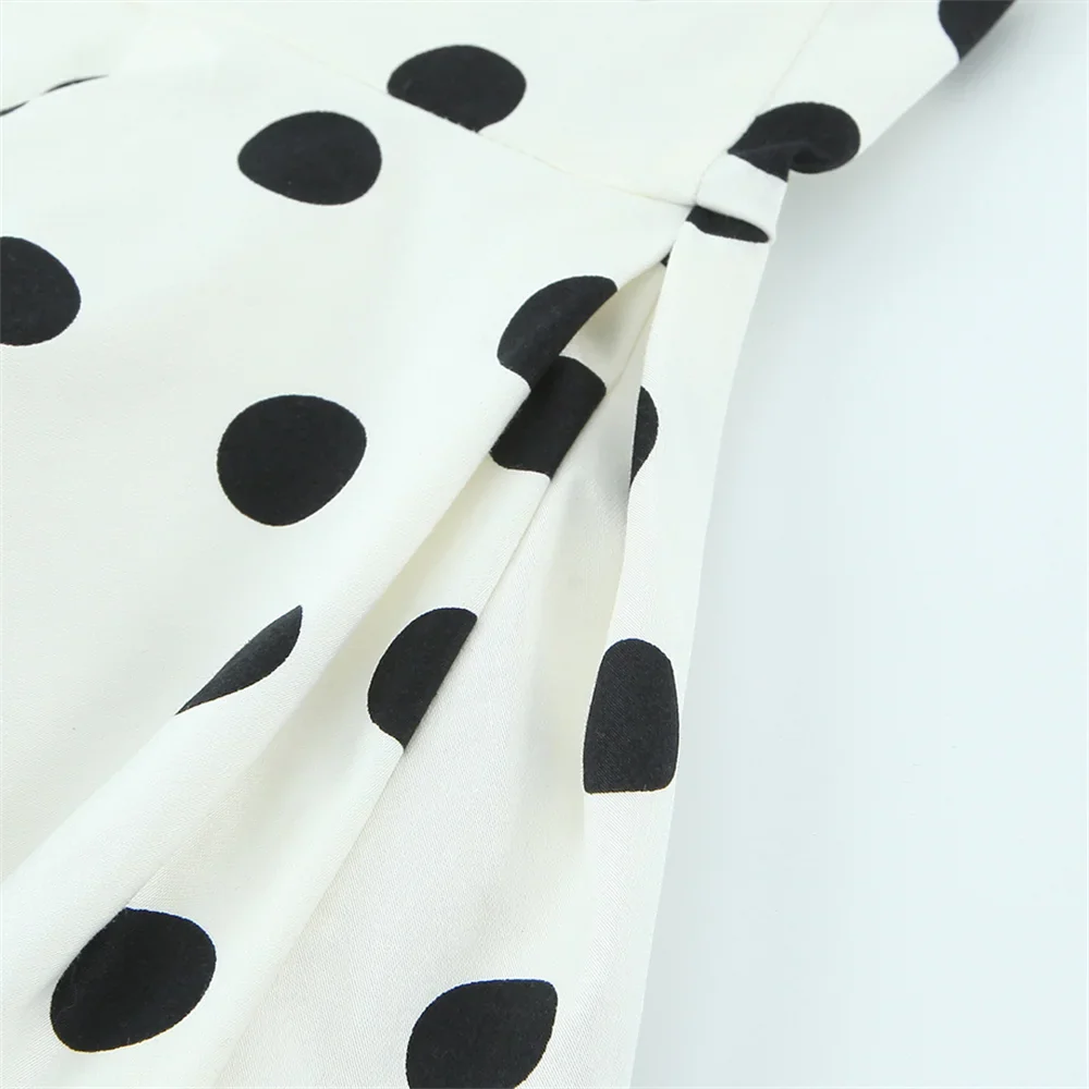 2026 new women's clothing sweet and fashionable hanging neck collar off shoulder polka dot balloon version vest top