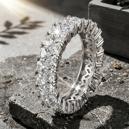 3mm Heart Cut Full Moissanite Rings for Women Stackable Ring Eternity Band S925 Sterling Silver 18k Plated Jewelry Gifts
