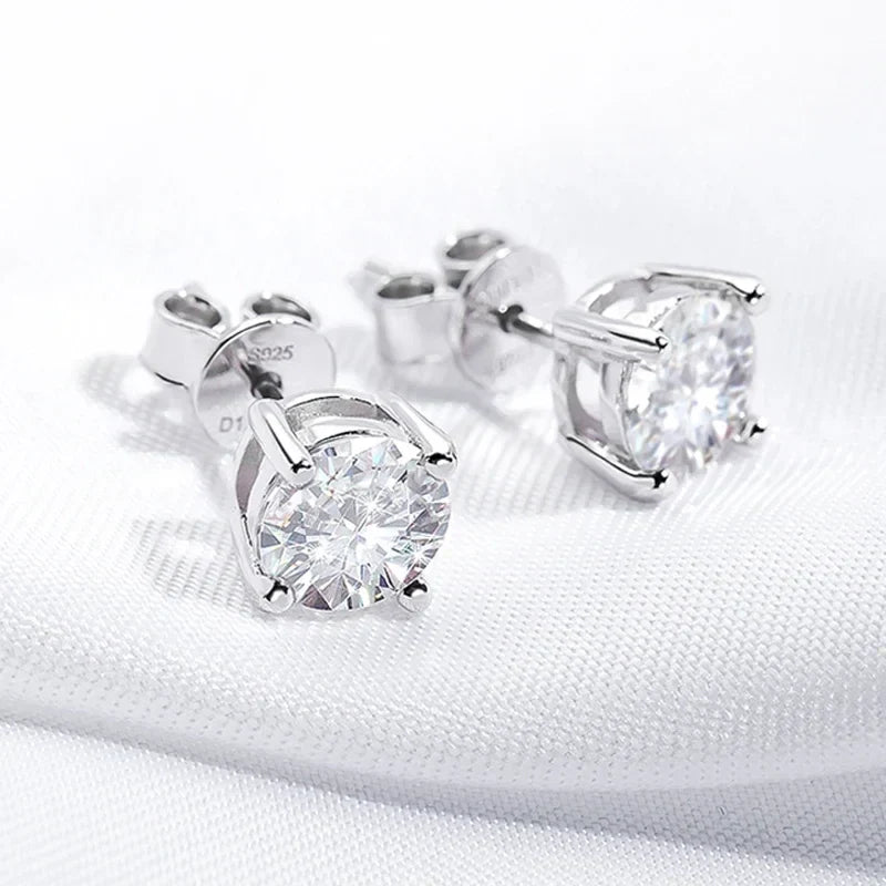0.1-3CT Test Passed Moissanite Studs Earrings for Men Women S925 Silver Platinum Plated Bride Wedding Lab Diamond Studs