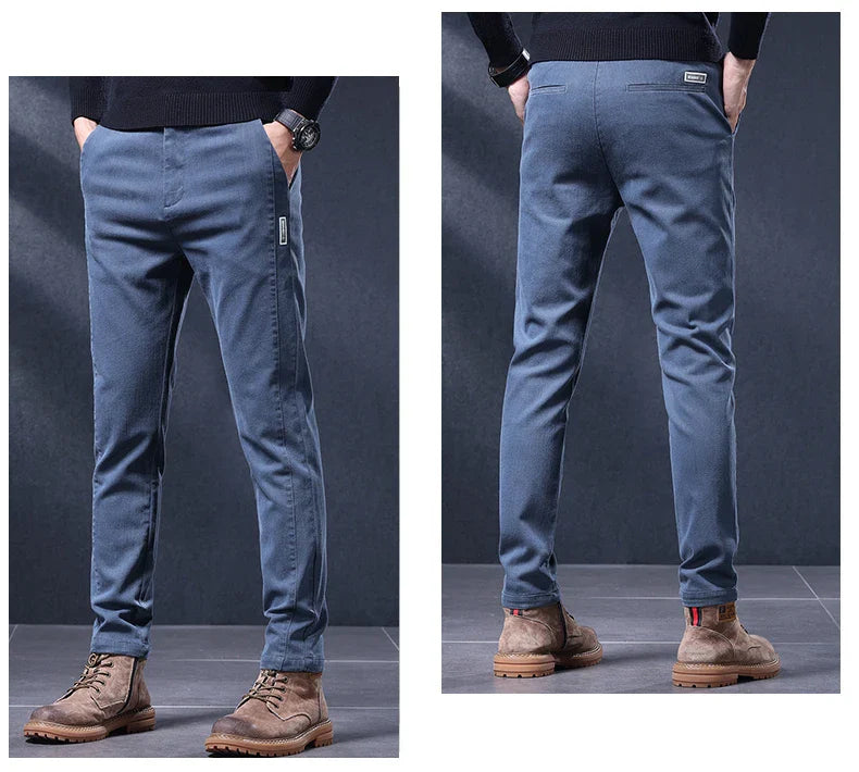 Classic Slim Fit Mens Casual Pants Breathable Straight Stretch Korean Business Trousers Spring Autumn New Fashion Male Clothing