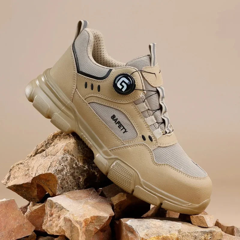 Men's Lightweight Safety Shoes Steel Toe Breathable Anti-Smashing Comfortable Puncture Resistant Work Footwear