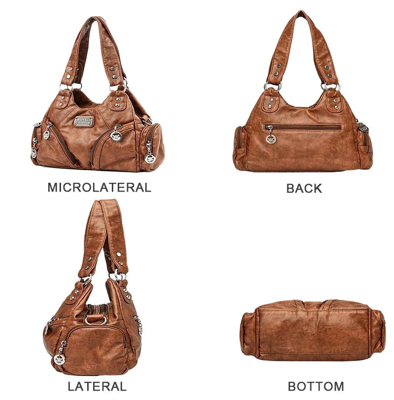 Hot Luxury Bag Women's PU Leather Crossbody Bag Retro Luxury Handbag Fashion Motorcycle Bag Brand Fashion Crossbody Bag