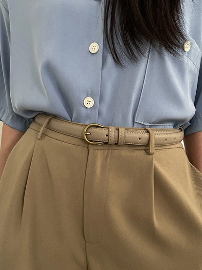 Small Leather Belt Ladies Jeans Belt Ladies 2024 New Belt Thin Retro Decorative Brown