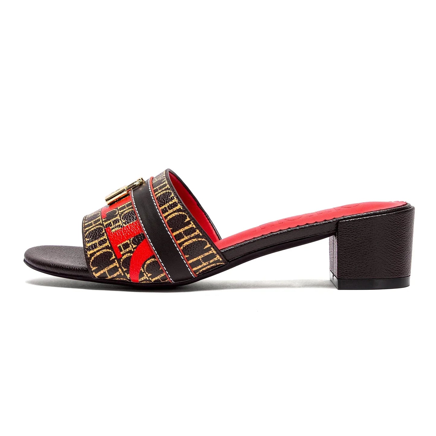 Woman Middle Heel Slippers Luxury Brand Women's Shoes Retro Design 2025 Summer New