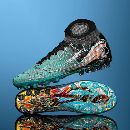Breathable high top electroplated bottom soccer bootsFG long nails provide super strong grip and durability