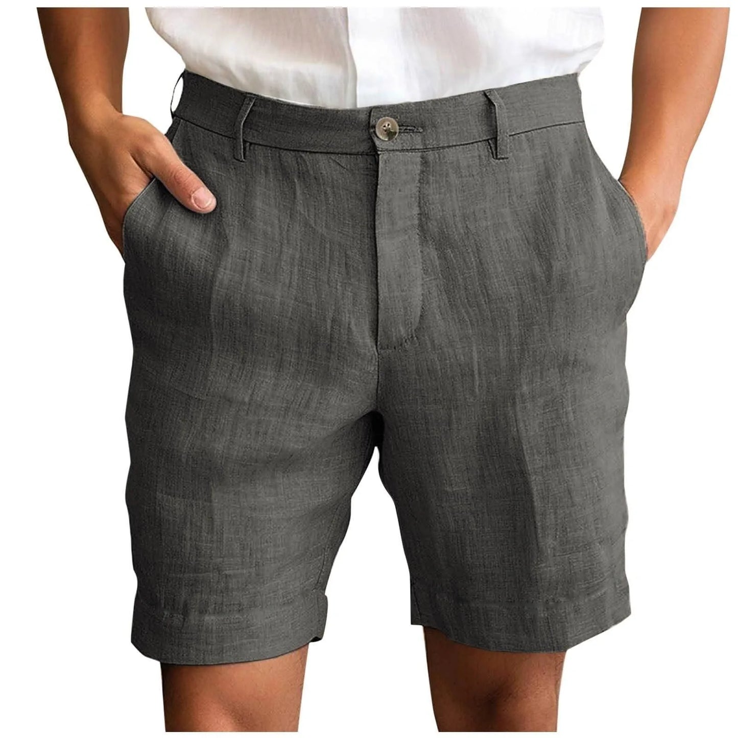 2025 Summer Cotton Linen Shorts for Men Solid Casual Button Pocket Beach Shorts Men's Comfortable Simple Vacation Leiture Pants