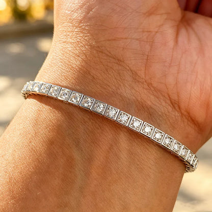 Certified D Color 2.5mm Moissanite Bangles for Women Full Diamond Men Hip Hop Tennis Bracelet 925 Sterling Silver Jewelry