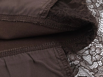 Women Vintage Solid Lace Patchwork T-Shirts Asymmetrical Hem O Neck Short Sleeve Shirt 2026 Trend High Street Lady Chic TEES