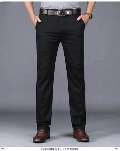2024 Summer Thin Korean Style Business Casual Trousers for Men Stretch Soft Straight Leg Loose Fashionable Casual Pants Male