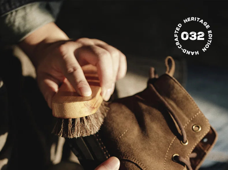 Men's Vintage Split Suede Boots Brown High-Top Work Boots Lace-Up Desert Ankle Rugged Sole Boots Outdoor Winter Fall Shoes