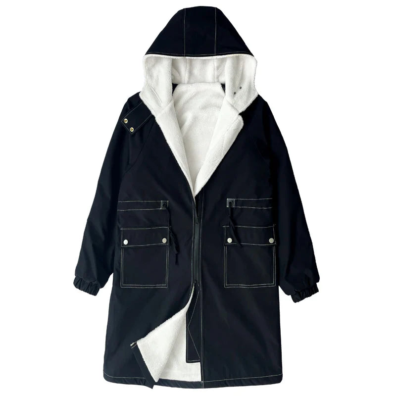 2025 Casaco de Inverno Masculino Grosso com Capuz de Alta Qualidade Trench Coat Masculino Corta-vento Moda Jaquetas Casuais Hip Hop Streetwear Casaco S-3XL