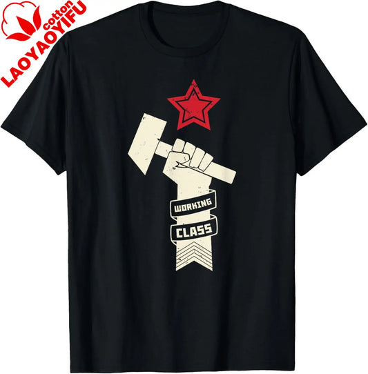 Proletariat Russia USSR Soviet Union CCCP Retro Vintage T-Shirt  Print on Demand Casual Streetwear Camisas Streetwear