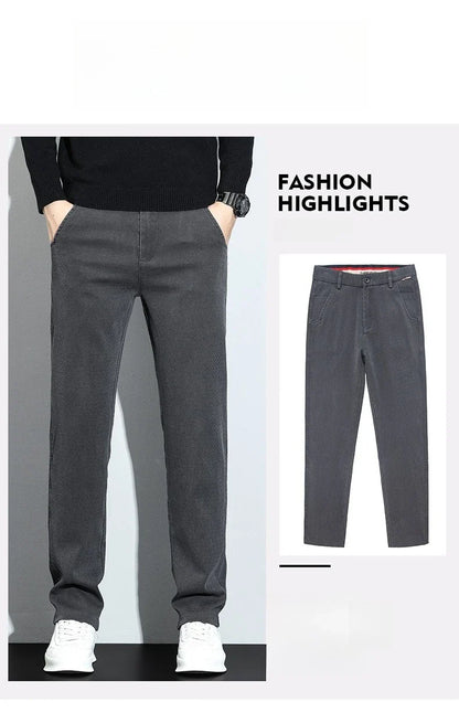 Korean Fashion Lyocell Casual Pants Men's New Spring Breathable Straight Elastic High Quality Daily Streetwear Male Trousers