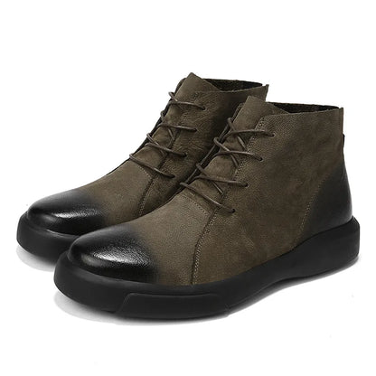 Men's Chelsea Cotton Boots Winter Men's Genuine Leather Shoes High Top Men Plush Sapato Social Masculino Zapatos Para Hombres