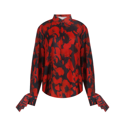 Women's Half length Skirt Summer Retro Red Printed Irregular Long Skirt Fashion Commuter Cake Skirt