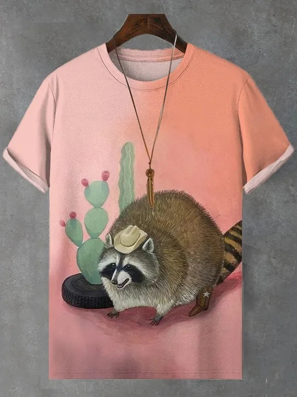 Men's Animal Funny Cat Printed T Shirt Short Sleeve Tees Tops 3D Print O-Neck Shirts Party Summer Casual Men's Clothing Apparel