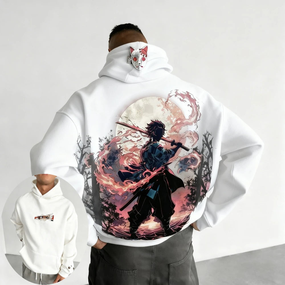 Demon Slayer Men's Hoodie Sweatshirt Kamado Tanjirou Anime Spring Autumn and Winter Boy Warm Long-sleeved Parent-child Outfit
