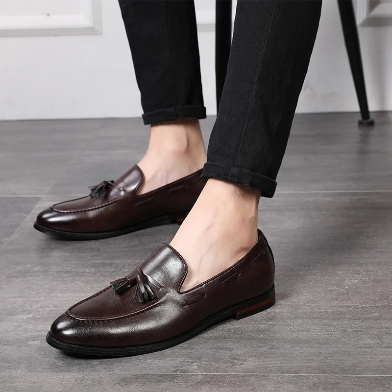 Men's Leather Shoes Fashion Business Formal Dress Loafers Moccasins Luxury 2026 Doudou shoes British Korean version plus size 48