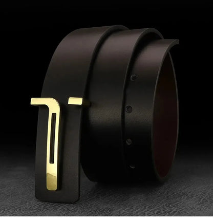 3.8cm Fashion Men's Belts High Quality Designer Luxury Famous Genuine Leather Belt Jeans Formal Cowskin Black Male Waist Strap