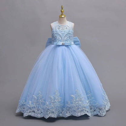 4-12 years old gorgeous girl dress sheer elegant girl birthday party princess dress long carnival evening dress summer clothing
