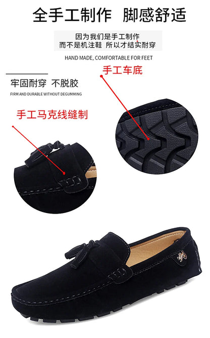 2025 New Beanie Shoes Men's Tassel Frosted Soft Sole Korean Style Easiest for Match Fashion Casual Shoes British Lazy Driving Trbottomy Shoes