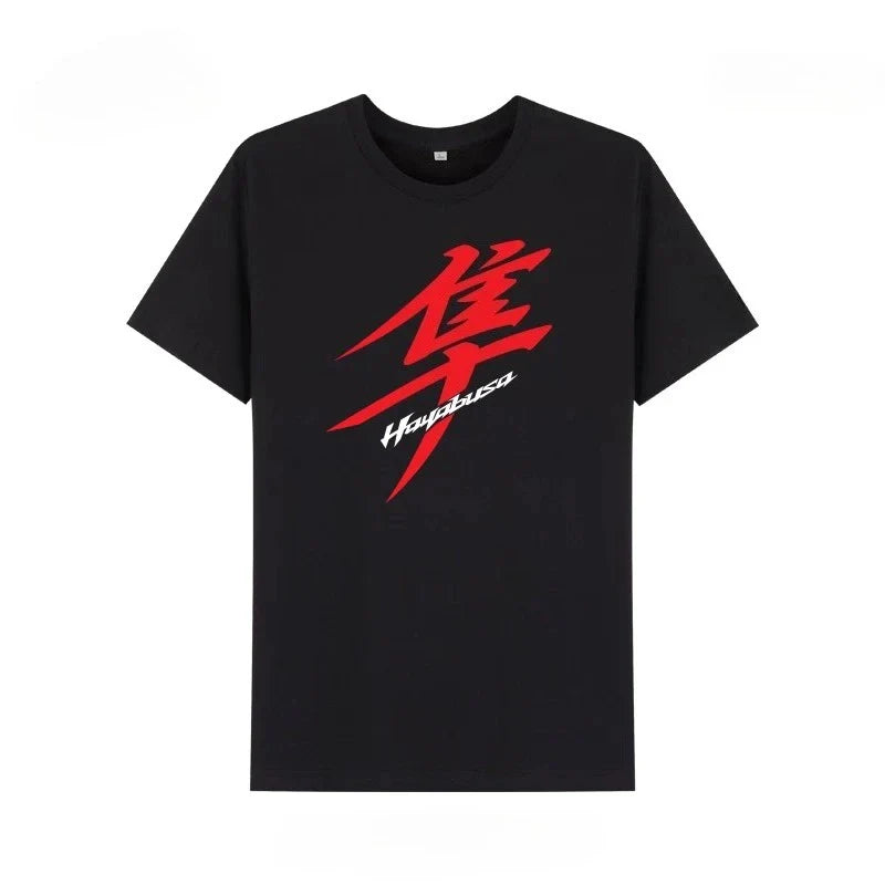 Suzuki Hayabusa motorcycle print 100% cotton men's summer short-sleeved racing T-shirt, high-quality casual fashion style.