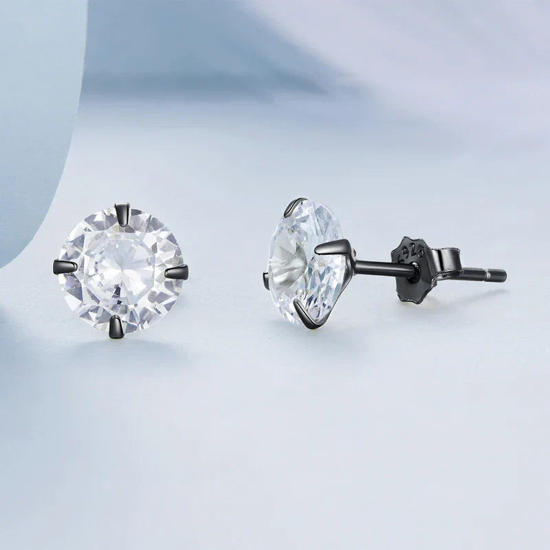 CZ Stud Earrings 925 Sterling Silver Platinum Plated Round Cubic Zirconia Hypoallergenic Barbell Earrings 4-7mm