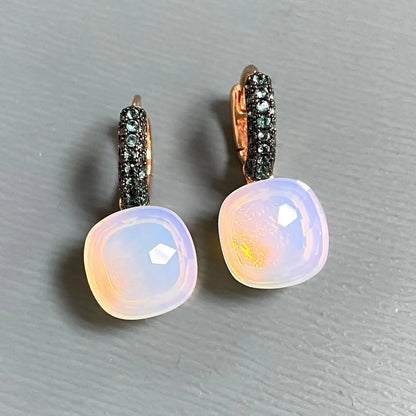 Classic Nudo Earrings Inlay Blue Topaz Zircon With Black Gun Plated Brown Crystal Earrings Fashion Jewelry Gift For Women