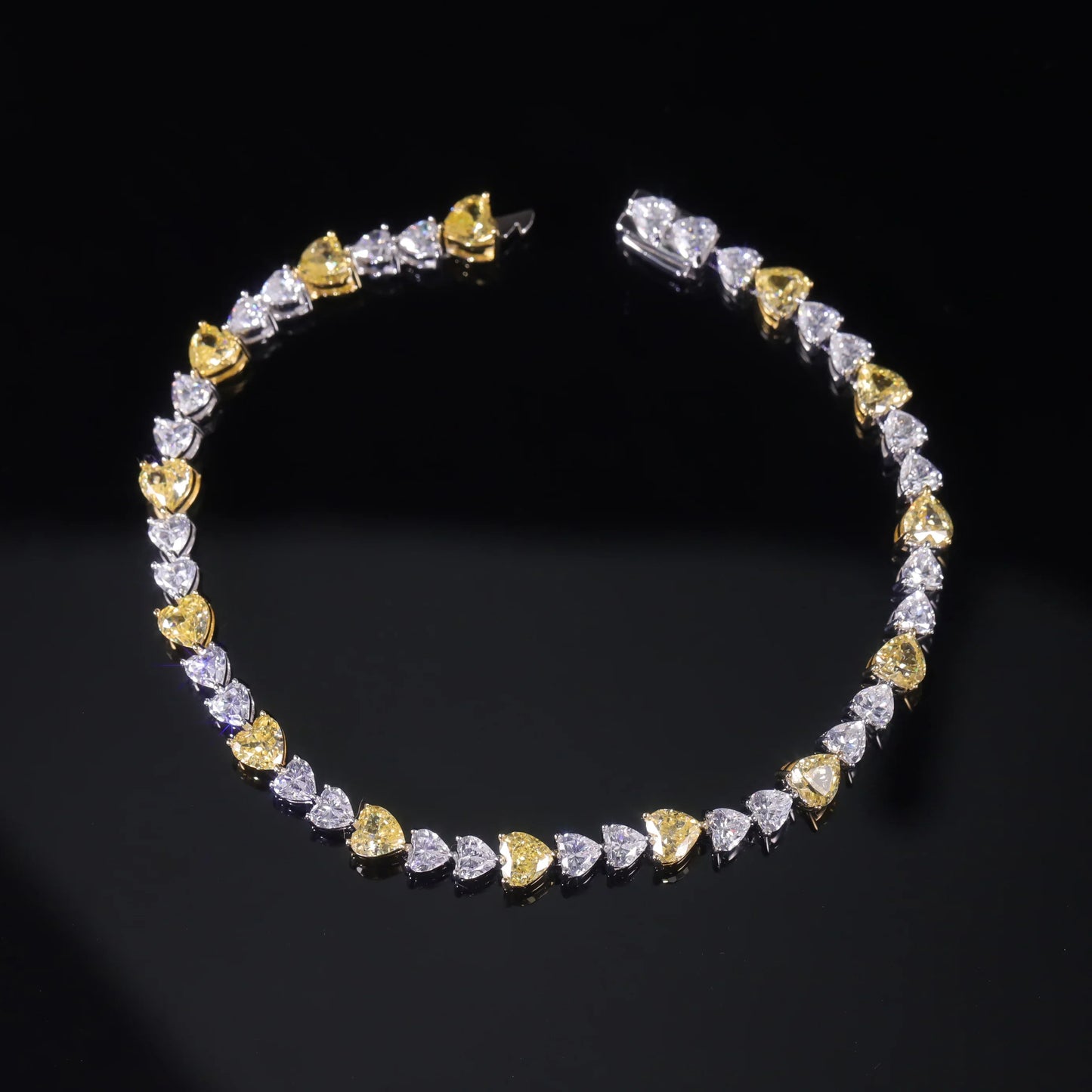 Art Deco Diamond-fire CZ-  Fancy Light Yellow Tennis Bracelet Sterling Silver 925 Fancy Party Wear Bracelet Gift