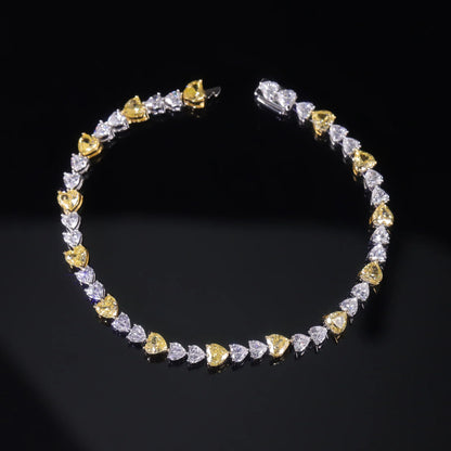 Art Deco Diamond-fire CZ-  Fancy Light Yellow Tennis Bracelet Sterling Silver 925 Fancy Party Wear Bracelet Gift