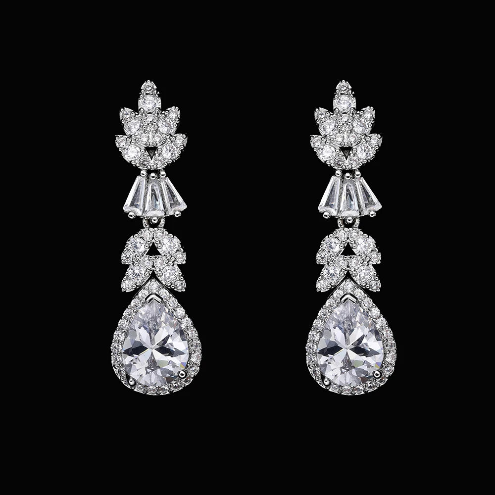 Double Layers Necklace Earring 4 Pieces Sets Luxury Cubic Zirconia Dubai Nigeria Wedding Bridal Jewelry Sets
