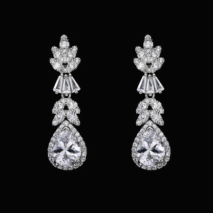 Double Layers Necklace Earring 4 Pieces Sets Luxury Cubic Zirconia Dubai Nigeria Wedding Bridal Jewelry Sets